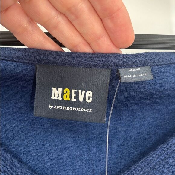 Maeve Anthropologie Dark Blue Long Sleeve Shirt Sweetheart Top New With Tags - Picture 5 of 15